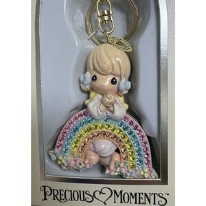 Precious Moments Angel Girl Praying Rainbow Bag Charm Keychain NWT Boxed